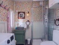 bathroom, indoor, sink, wall, plumbing fixture, interior, room, shower, bathtub, tap